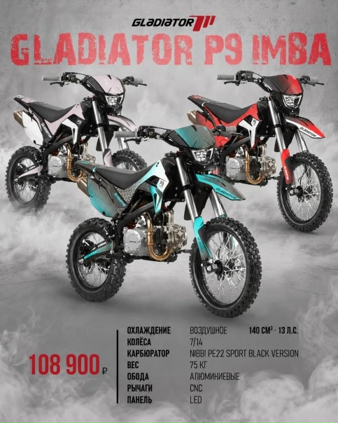 Gladiator P9 IMBA — самый заряженный питбайк в нашей линейке 🔥